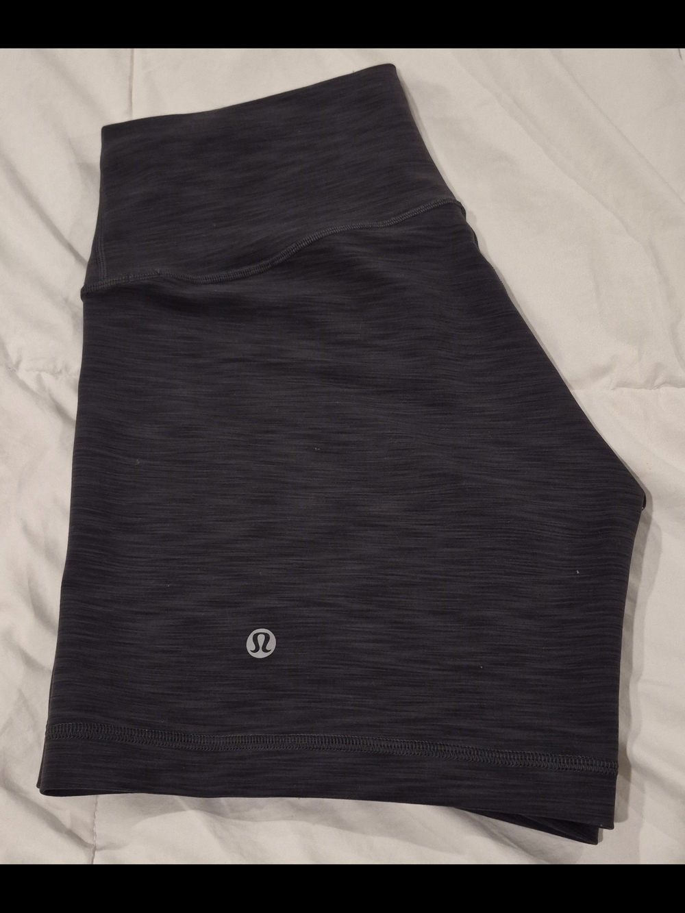 Lululemon High-Waist Black Space-Dye Bike Shorts